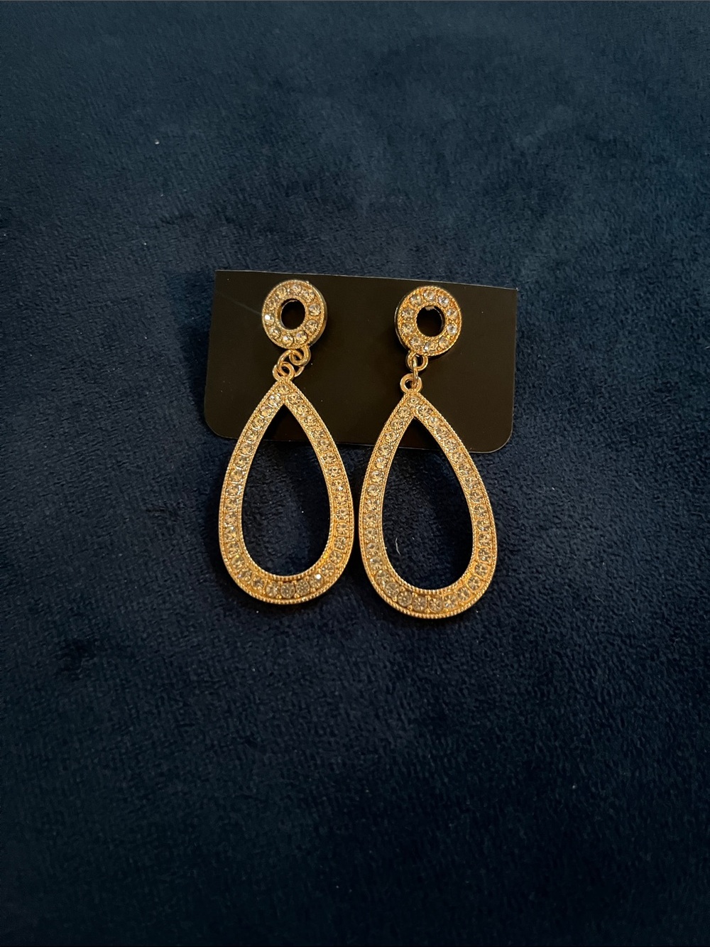 Gold Crystal Teardrop Dangle Earrings - Sparkling Women's Jewelry